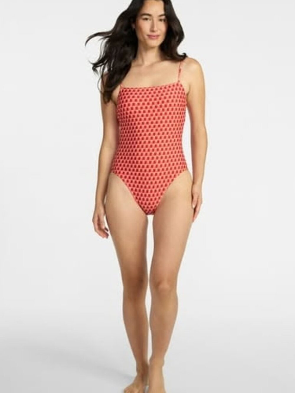 NWT Time and Tru Women's Square Neck One-Piece Swimsuit